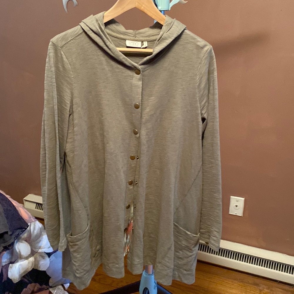 VERY RARE!  EUC Lori Goldstein hoodie zip up cardigan